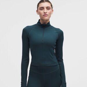 NWT Lululemon It's Rulu Ribbed Cropped Half Zip Updated Indochine Blue Size XS